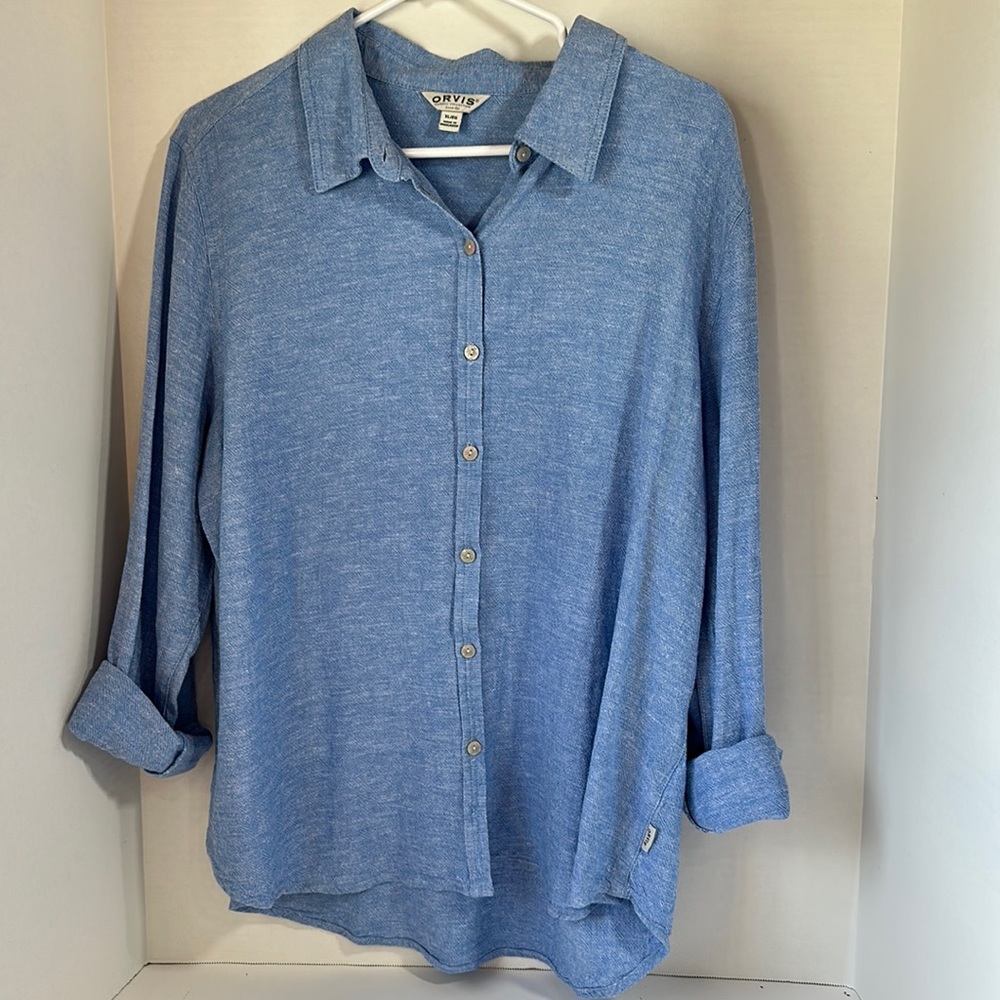 Orvis Women's Blue Button-Up Top
